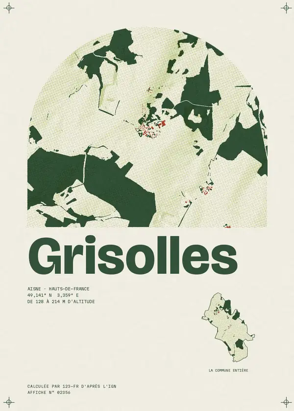 Affiche de Grisolles, calculée par 123-fr d'après l'IGN