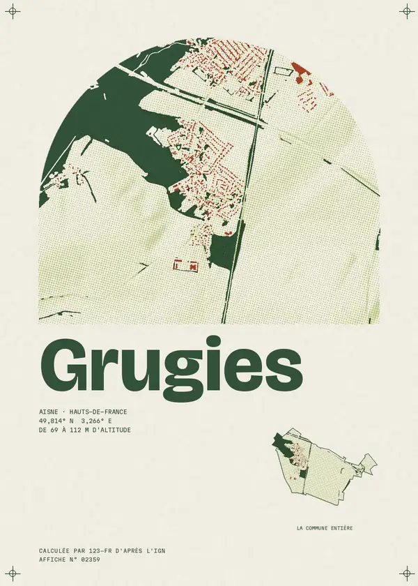 Affiche de Grugies, calculée par 123-fr d'après l'IGN