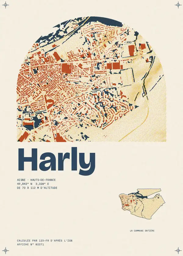 Affiche de Harly, calculée par 123-fr d'après l'IGN