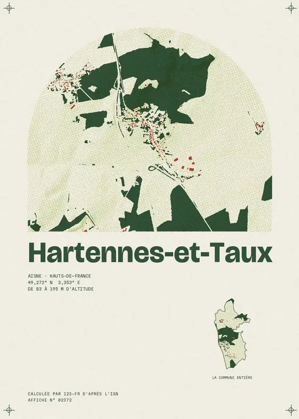 Affiche de Hartennes-et-Taux, calculée par 123-fr d'après l'IGN
