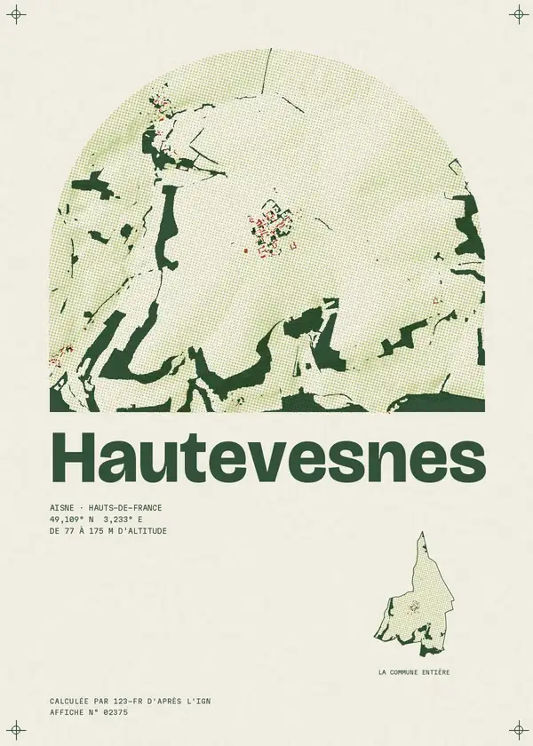 Affiche de Hautevesnes, calculée par 123-fr d'après l'IGN