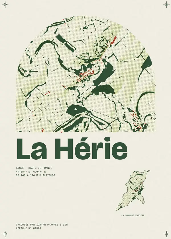 Affiche de La Hérie, calculée par 123-fr d'après l'IGN