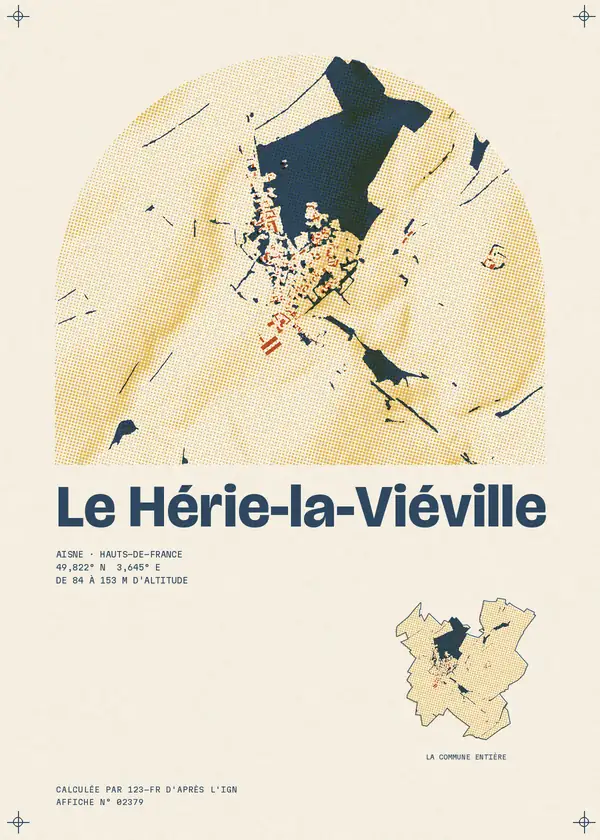Affiche de Le Hérie-la-Viéville, calculée par 123-fr d'après l'IGN