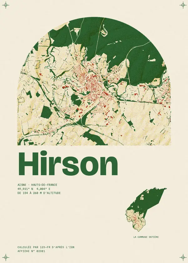 Affiche de Hirson, calculée par 123-fr d'après l'IGN