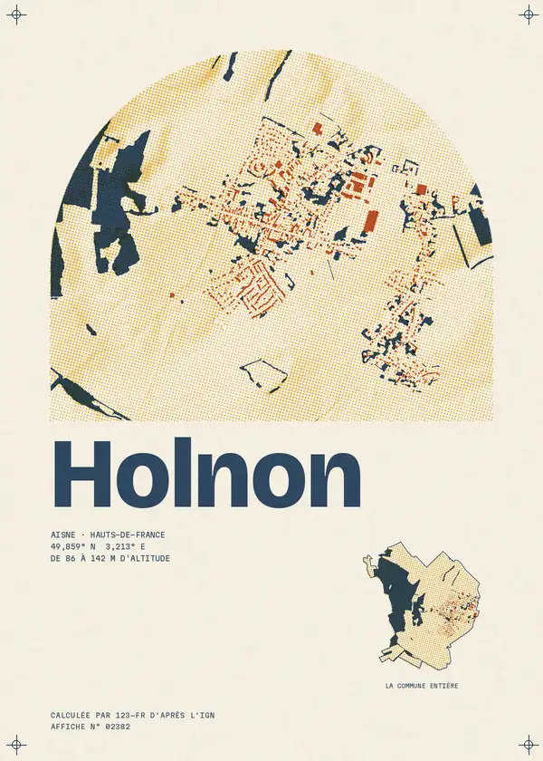 Affiche de Holnon, calculée par 123-fr d'après l'IGN