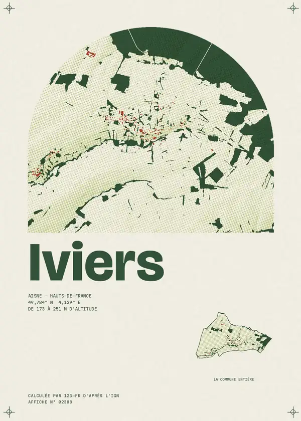 Affiche de Iviers, calculée par 123-fr d'après l'IGN