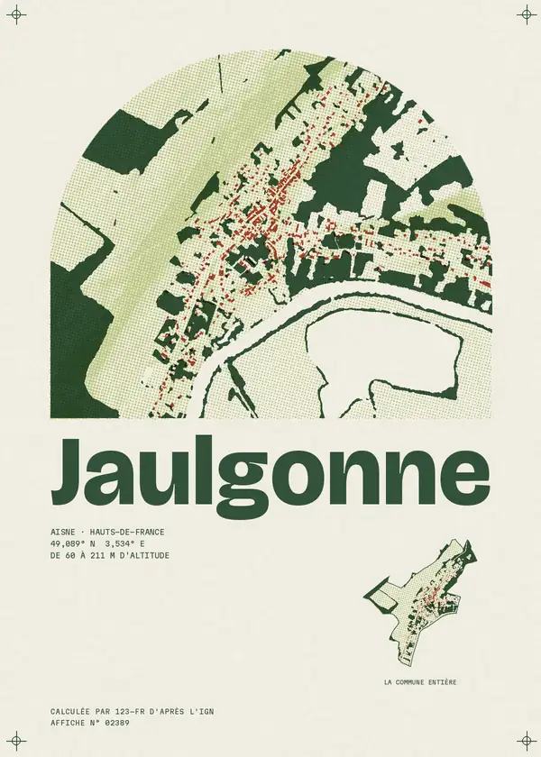 Affiche de Jaulgonne, calculée par 123-fr d'après l'IGN