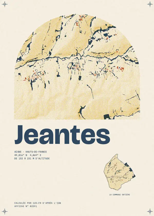 Affiche de Jeantes, calculée par 123-fr d'après l'IGN