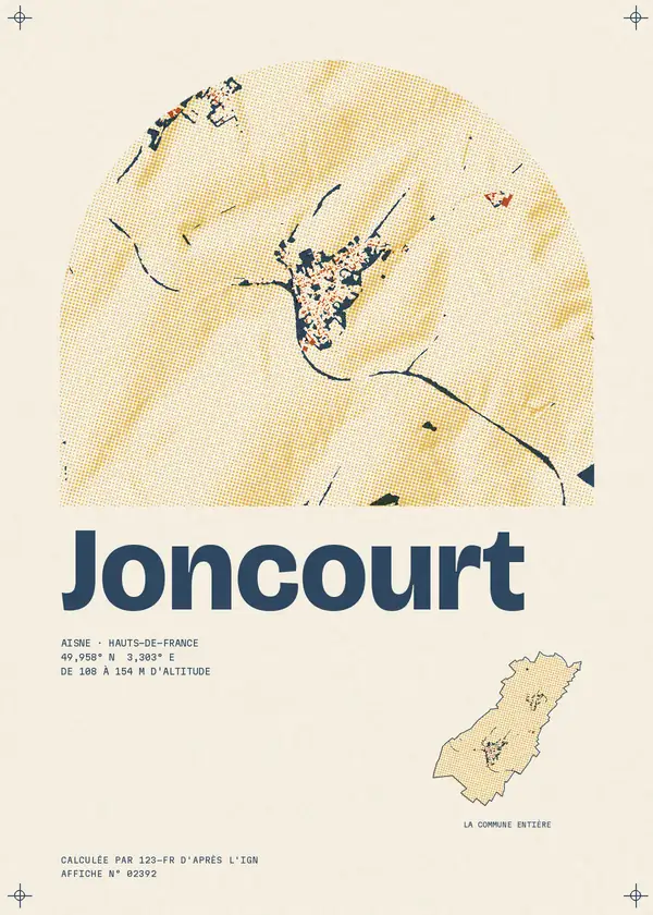 Affiche de Joncourt, calculée par 123-fr d'après l'IGN