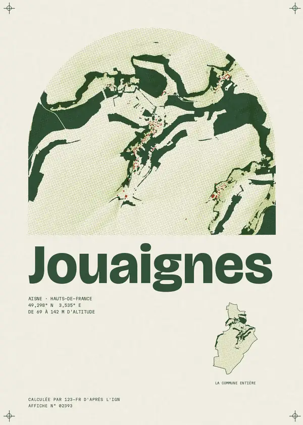 Affiche de Jouaignes, calculée par 123-fr d'après l'IGN