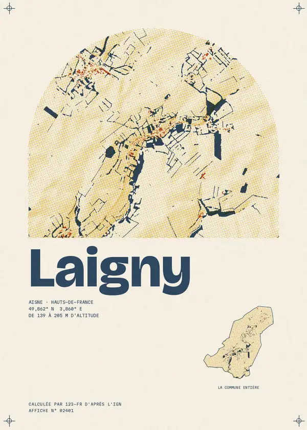 Affiche de Laigny, calculée par 123-fr d'après l'IGN