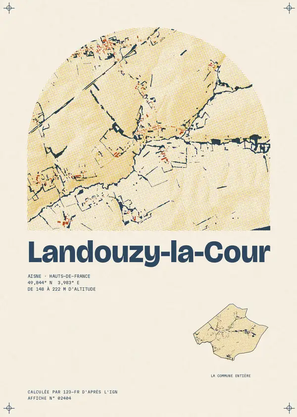 Affiche de Landouzy-la-Cour, calculée par 123-fr d'après l'IGN