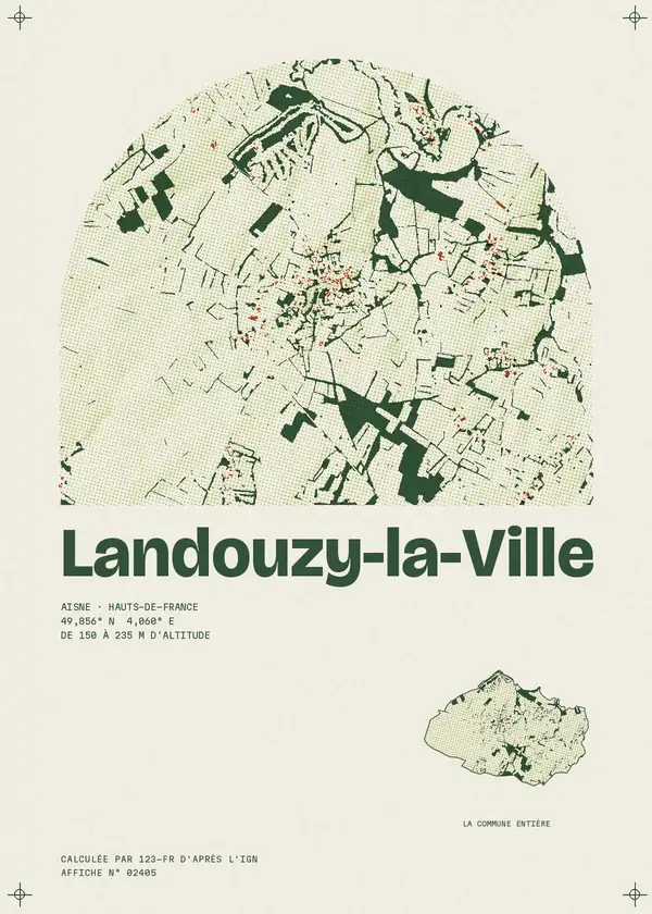 Affiche de Landouzy-la-Ville, calculée par 123-fr d'après l'IGN