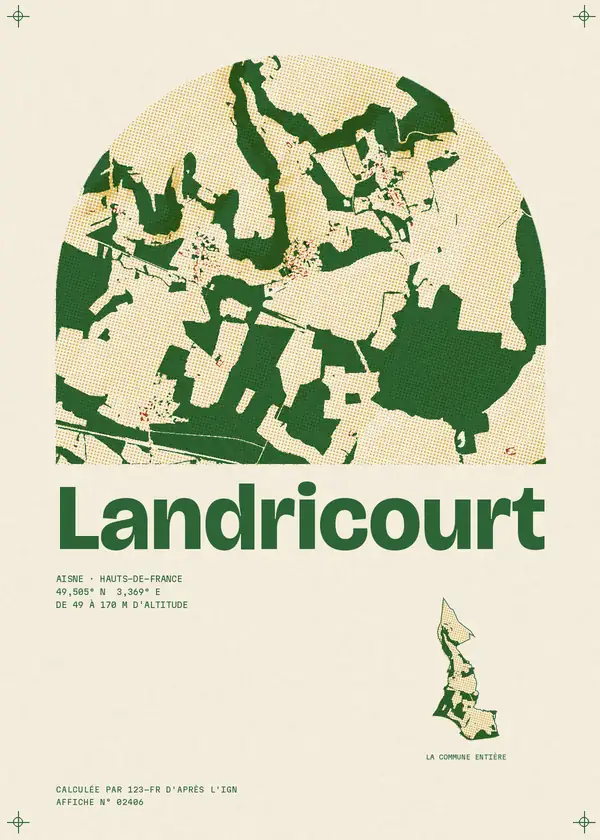 Affiche de Landricourt, calculée par 123-fr d'après l'IGN