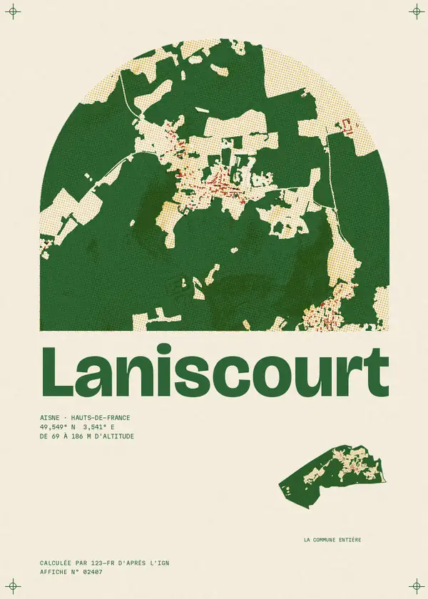 Affiche de Laniscourt, calculée par 123-fr d'après l'IGN
