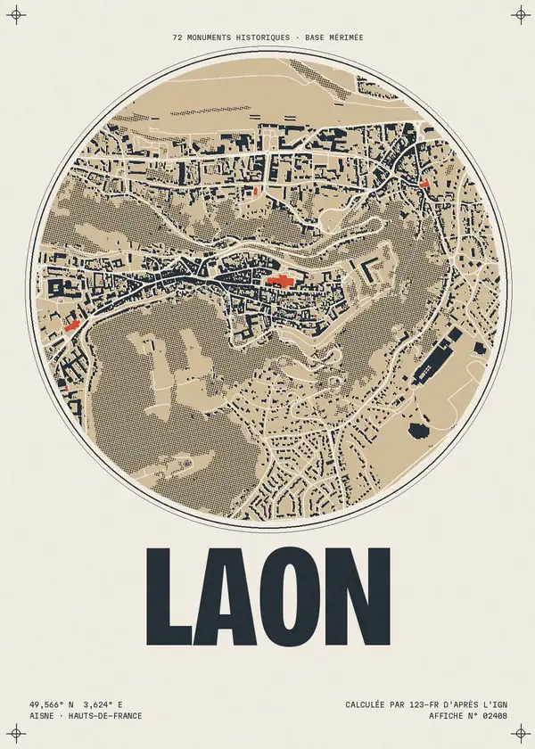 Affiche de Laon, calculée par 123-fr d'après l'IGN