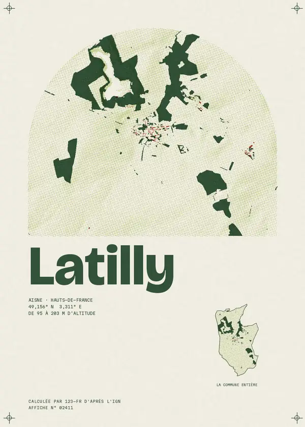 Affiche de Latilly, calculée par 123-fr d'après l'IGN