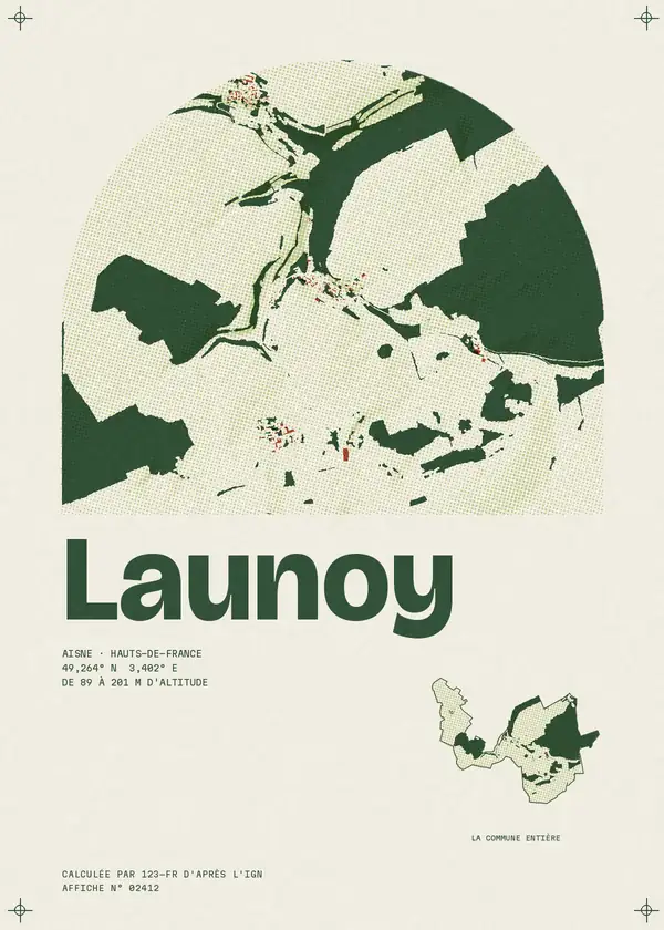 Affiche de Launoy, calculée par 123-fr d'après l'IGN