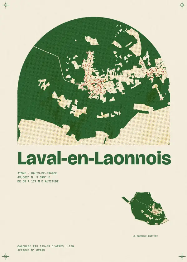 Affiche de Laval-en-Laonnois, calculée par 123-fr d'après l'IGN