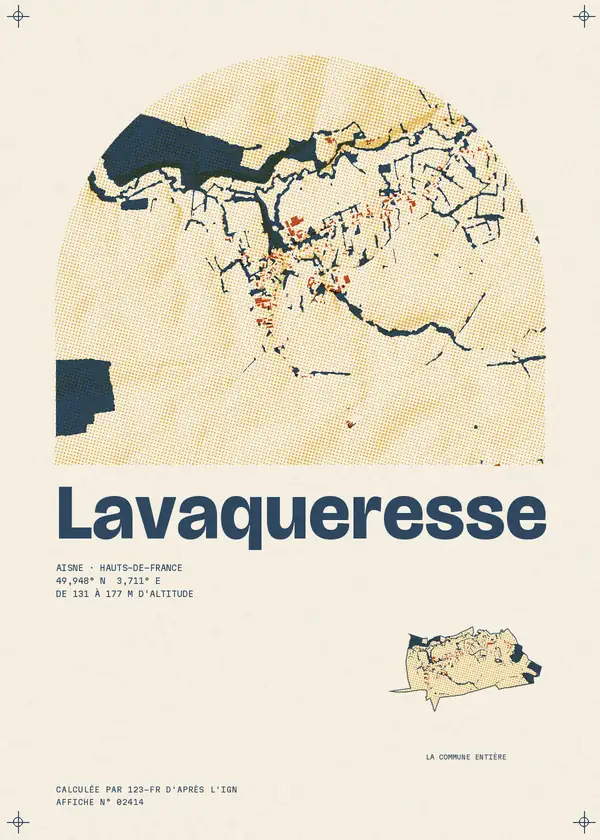 Affiche de Lavaqueresse, calculée par 123-fr d'après l'IGN