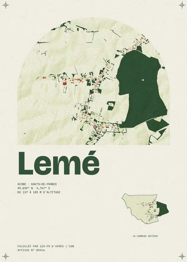 Affiche de Lemé, calculée par 123-fr d'après l'IGN
