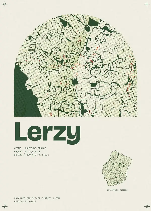 Affiche de Lerzy, calculée par 123-fr d'après l'IGN