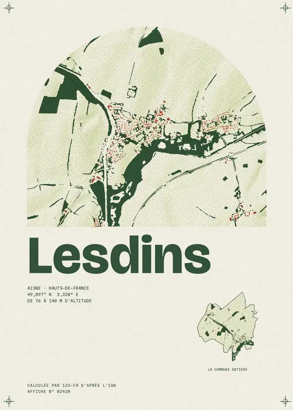 Affiche de Lesdins, calculée par 123-fr d'après l'IGN