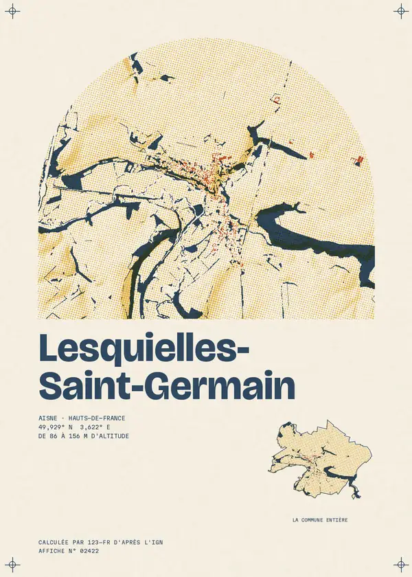 Affiche de Lesquielles-Saint-Germain, calculée par 123-fr d'après l'IGN
