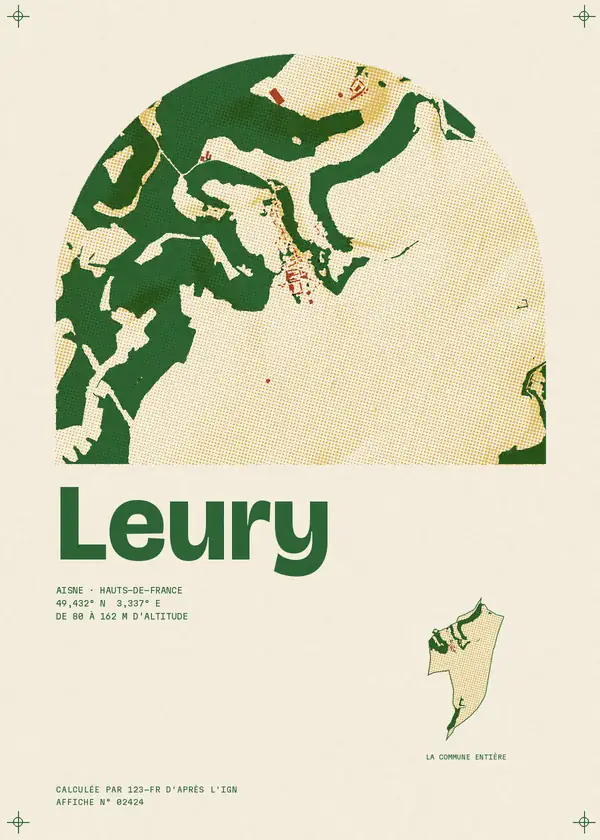 Affiche de Leury, calculée par 123-fr d'après l'IGN