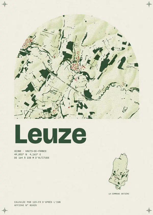 Affiche de Leuze, calculée par 123-fr d'après l'IGN