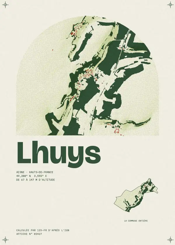 Affiche de Lhuys, calculée par 123-fr d'après l'IGN