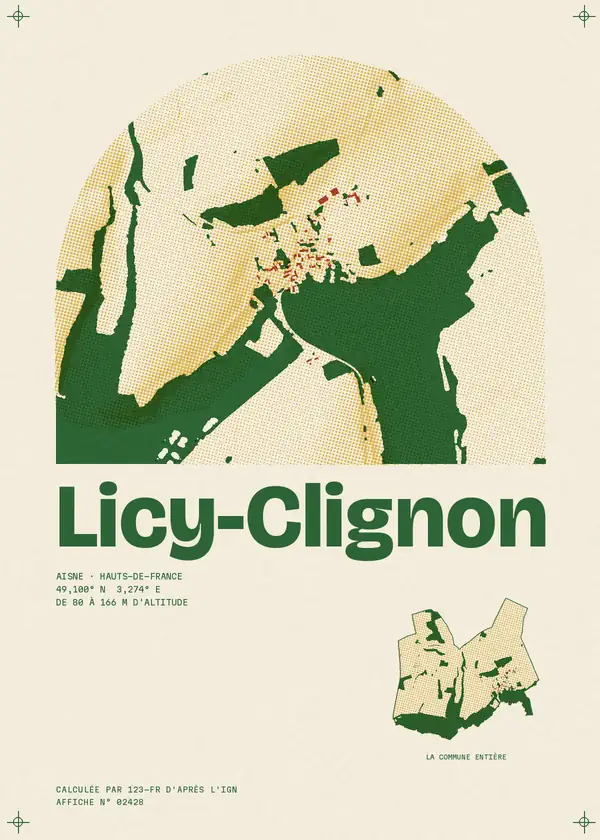 Affiche de Licy-Clignon, calculée par 123-fr d'après l'IGN