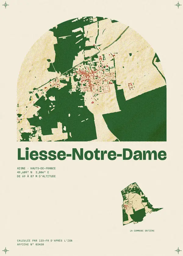 Affiche de Liesse-Notre-Dame, calculée par 123-fr d'après l'IGN