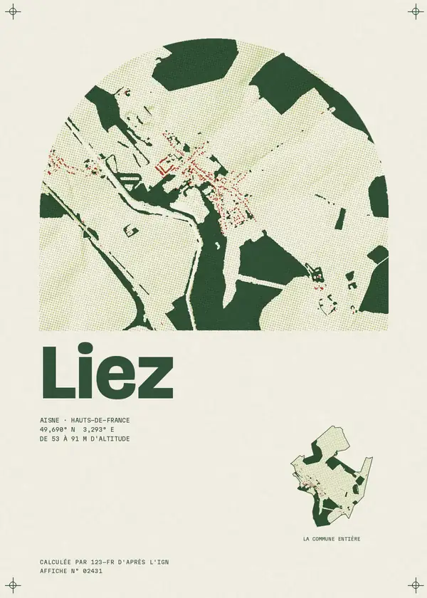 Affiche de Liez, calculée par 123-fr d'après l'IGN