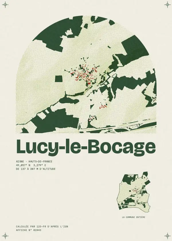 Affiche de Lucy-le-Bocage, calculée par 123-fr d'après l'IGN