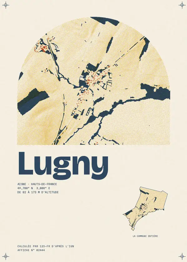 Affiche de Lugny, calculée par 123-fr d'après l'IGN
