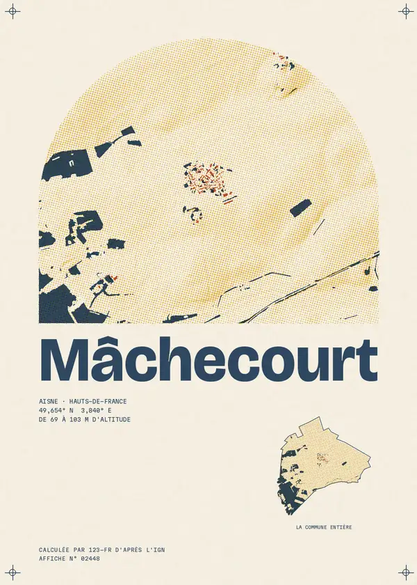 Affiche de Mâchecourt, calculée par 123-fr d'après l'IGN