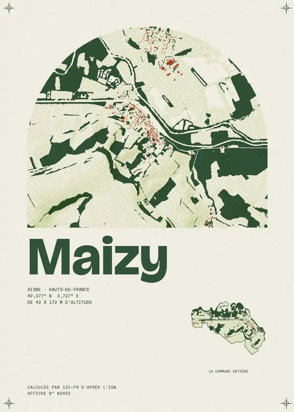 Affiche de Maizy, calculée par 123-fr d'après l'IGN