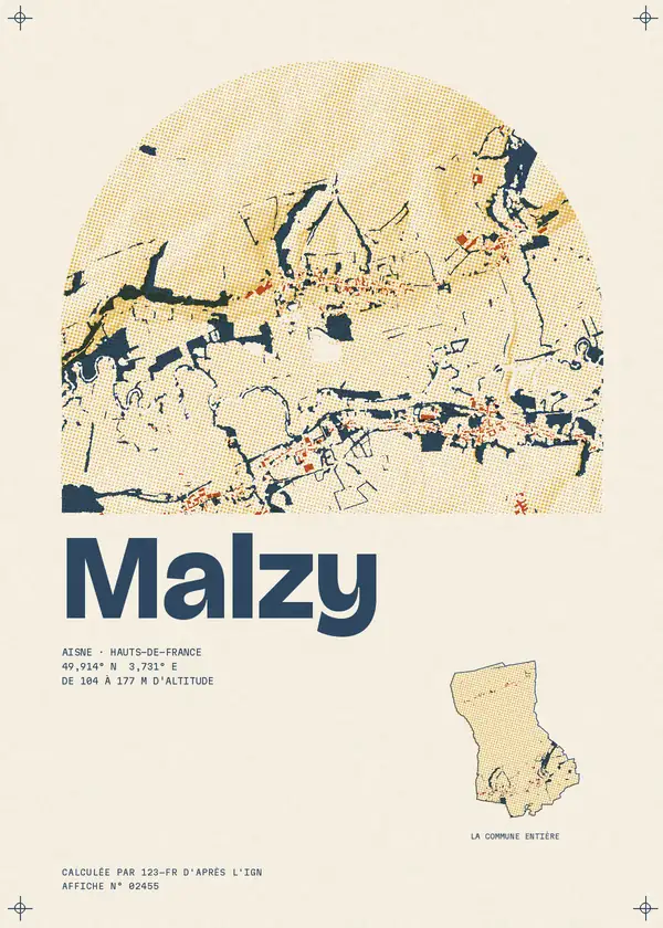 Affiche de Malzy, calculée par 123-fr d'après l'IGN