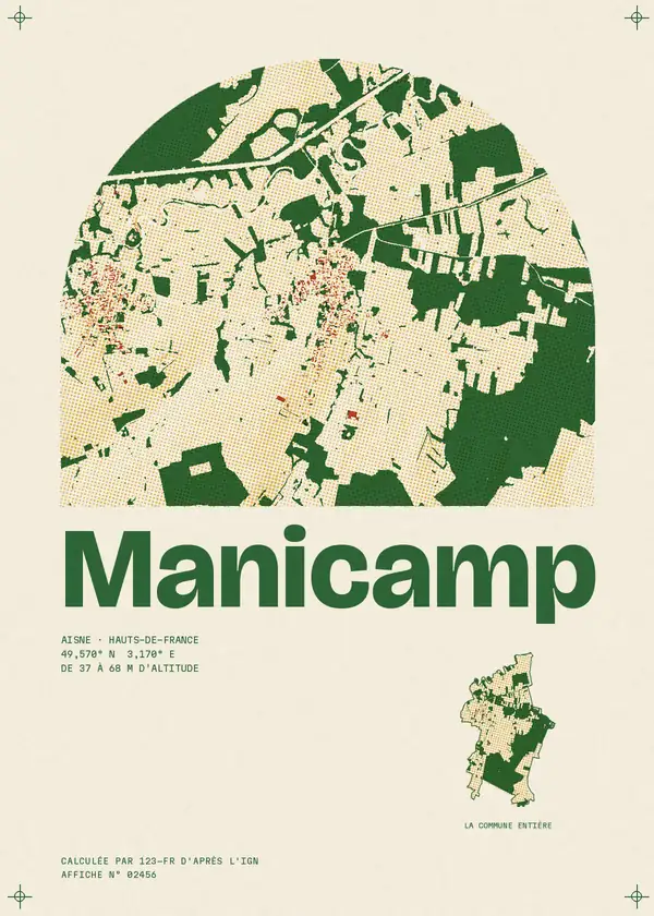 Affiche de Manicamp, calculée par 123-fr d'après l'IGN