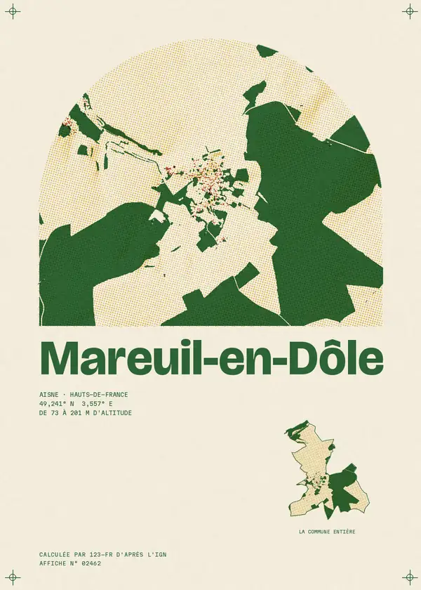 Affiche de Mareuil-en-Dôle, calculée par 123-fr d'après l'IGN