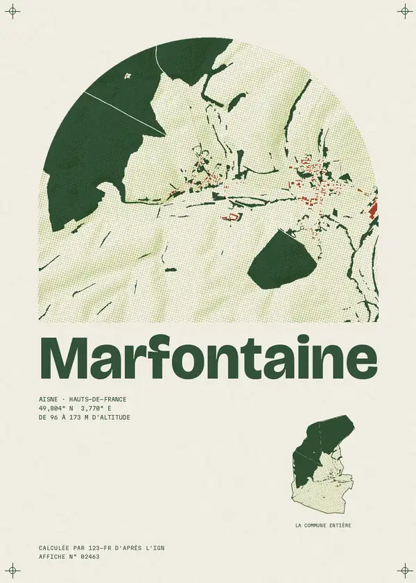 Affiche de Marfontaine, calculée par 123-fr d'après l'IGN