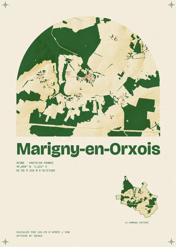 Affiche de Marigny-en-Orxois, calculée par 123-fr d'après l'IGN
