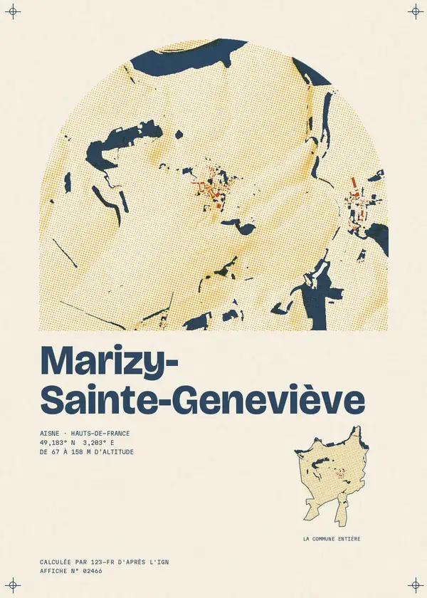 Affiche de Marizy-Sainte-Geneviève, calculée par 123-fr d'après l'IGN