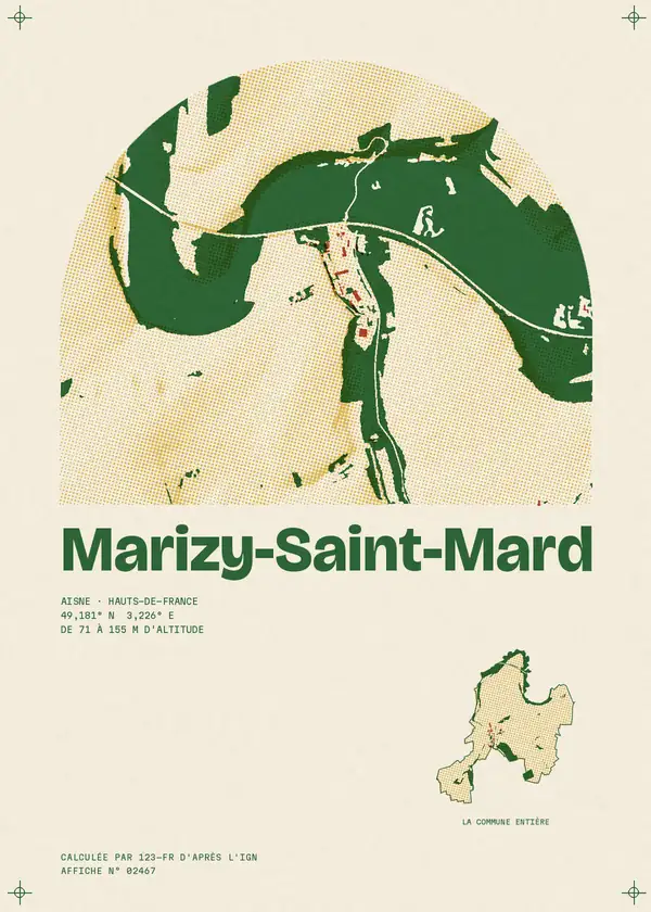 Affiche de Marizy-Saint-Mard, calculée par 123-fr d'après l'IGN