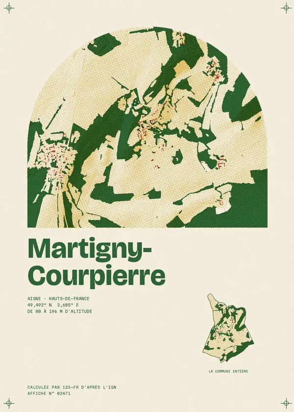 Affiche de Martigny-Courpierre, calculée par 123-fr d'après l'IGN