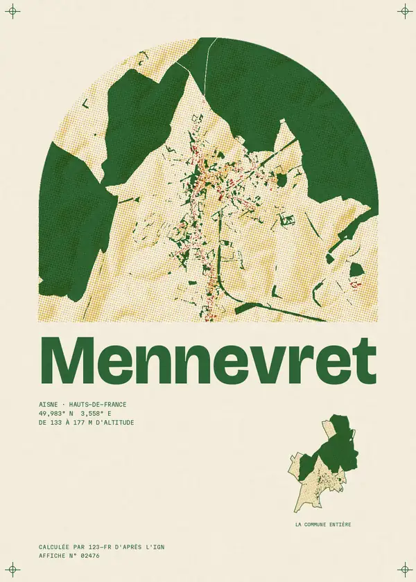 Affiche de Mennevret, calculée par 123-fr d'après l'IGN