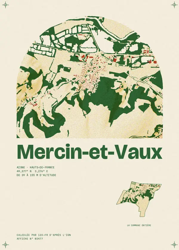 Affiche de Mercin-et-Vaux, calculée par 123-fr d'après l'IGN