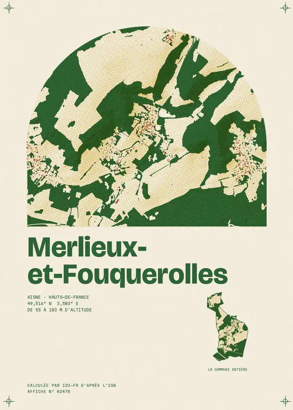 Affiche de Merlieux-et-Fouquerolles, calculée par 123-fr d'après l'IGN