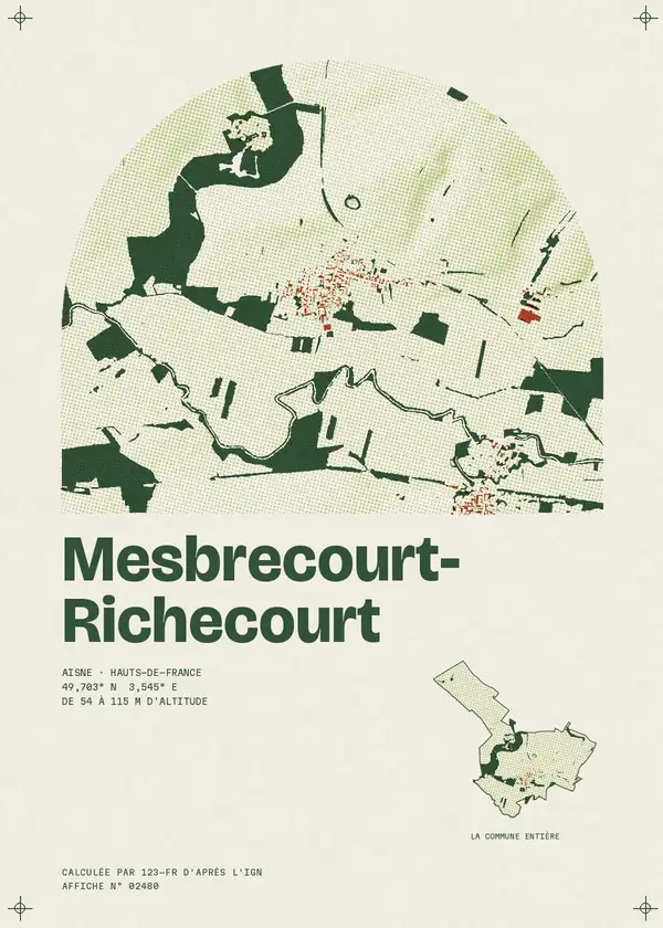 Affiche de Mesbrecourt-Richecourt, calculée par 123-fr d'après l'IGN